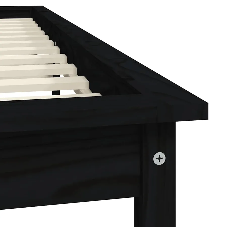 Cadre de lit sans matelas noir 120x200 cm bois massif - 7