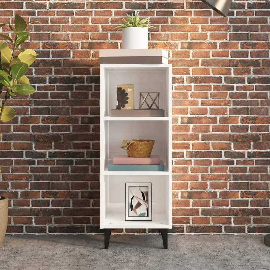 Buffet Blanc brillant 34,5x32,5x90 cm Bois d'ingénierie - 3