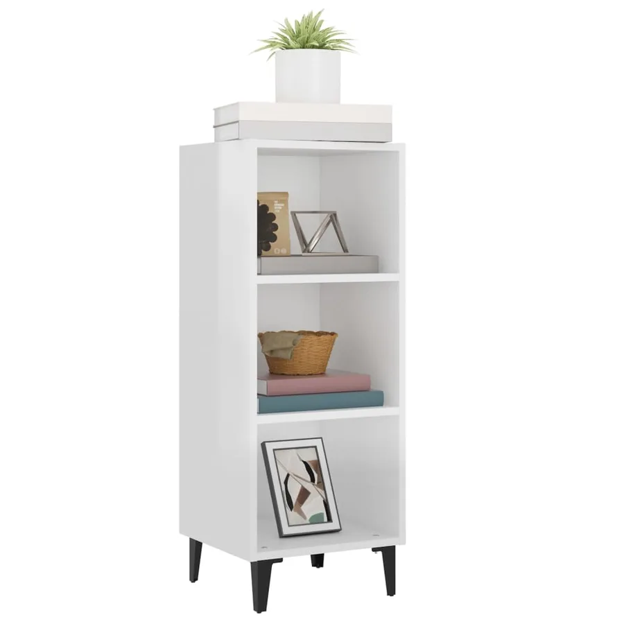 Buffet Blanc brillant 34,5x32,5x90 cm Bois d'ingénierie - 4