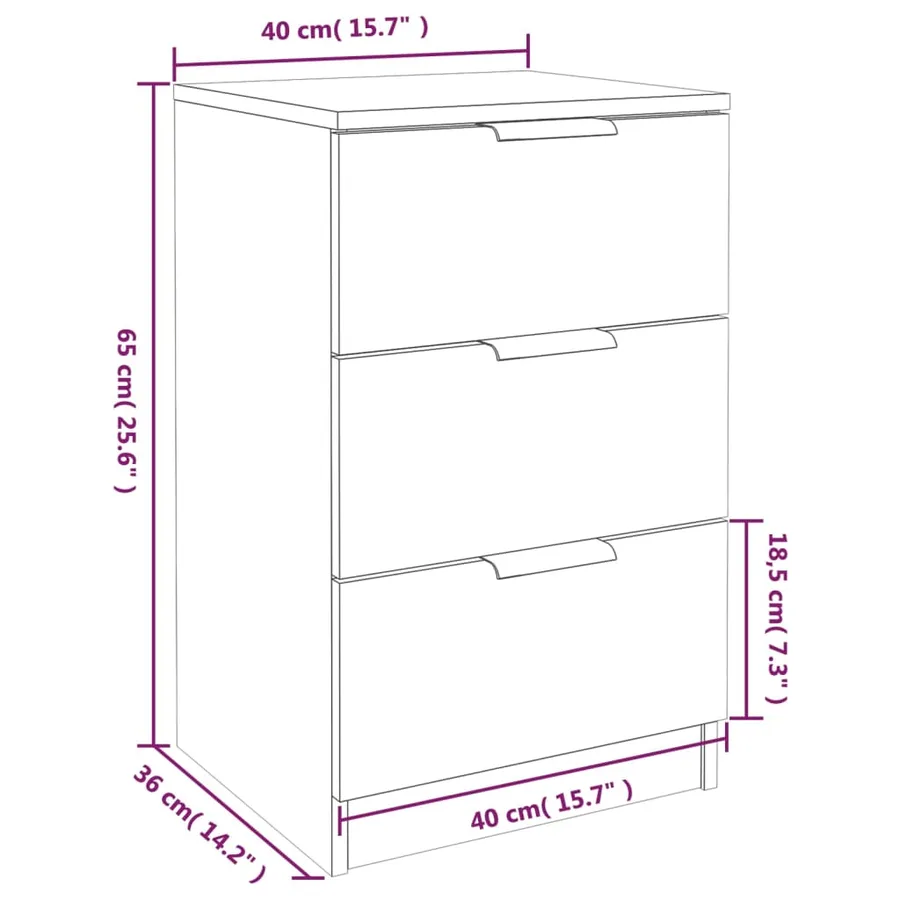 Table de chevet Blanc 40x36x65 cm - 9