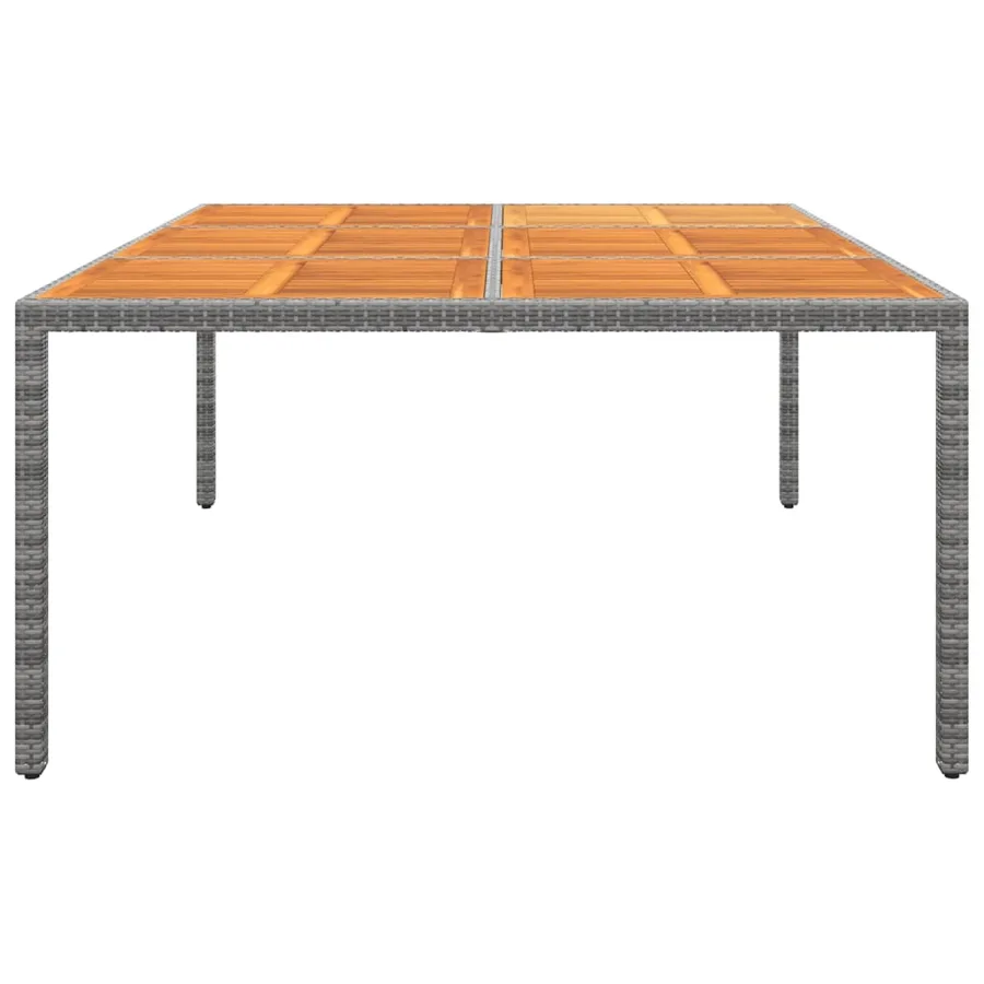 Table de jardin 200x150x75 cm Acacia et résine tressée Gris - 3