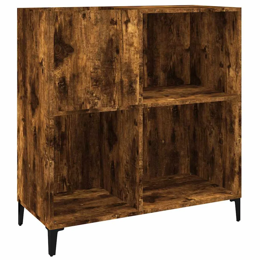 Armoire à disques chêne fumé 84,5x38x89 cm bois d'ingénierie - 2