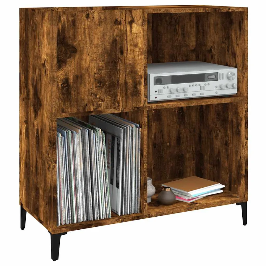 Armoire à disques chêne fumé 84,5x38x89 cm bois d'ingénierie - 4