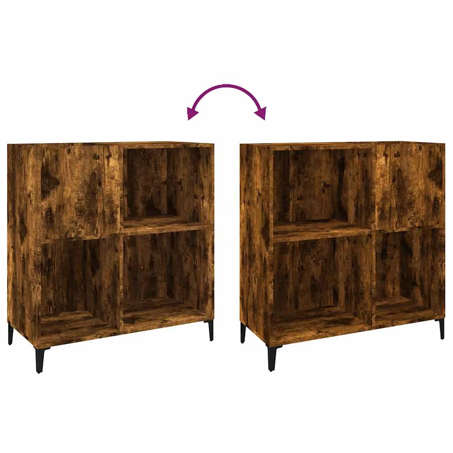 Armoire à disques chêne fumé 84,5x38x89 cm bois d'ingénierie - 7