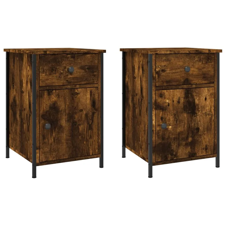 Tables de chevet 2 pcs chêne fumé 40x42x60 cm bois d'ingénierie - 2