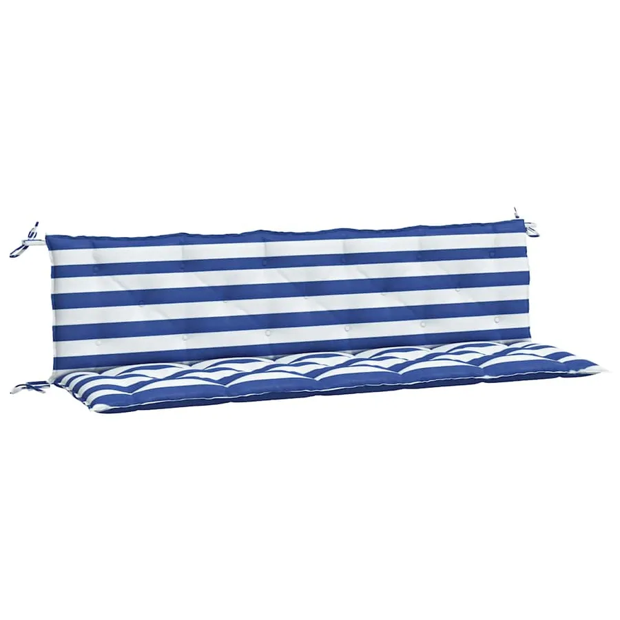 Coussins de banc de jardin lot de 2 rayures bleues/blanches - 2