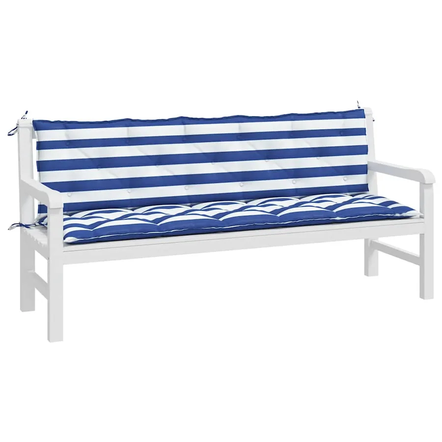 Coussins de banc de jardin lot de 2 rayures bleues/blanches - 4