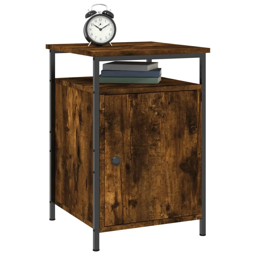 Table de chevet chêne fumé 40x42x60 cm bois d'ingénierie - 3