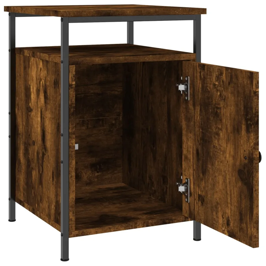 Table de chevet chêne fumé 40x42x60 cm bois d'ingénierie - 5