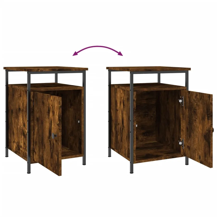 Table de chevet chêne fumé 40x42x60 cm bois d'ingénierie - 9