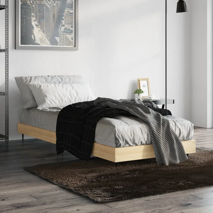 Cadre de lit sans matelas chêne sonoma 75x190 cm - 4