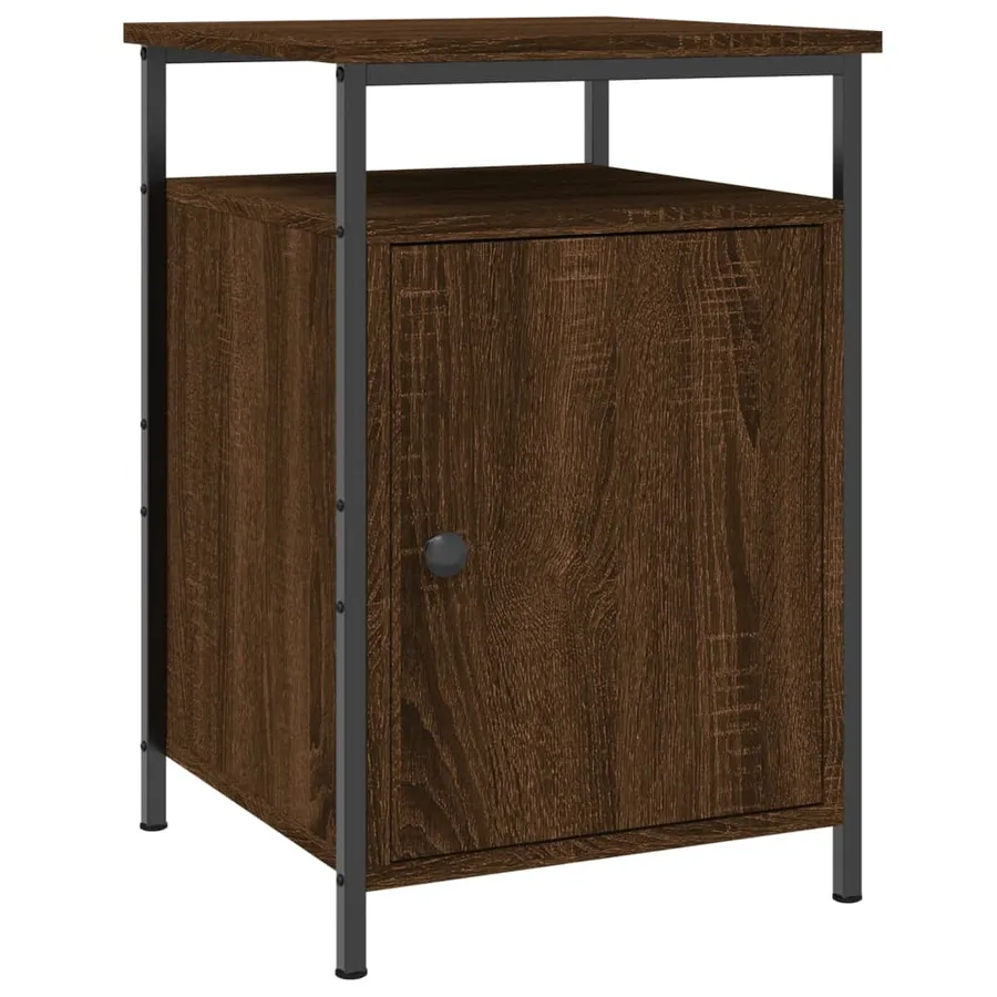 Table de chevet chêne marron 40x42x60 cm bois d'ingénierie - 2
