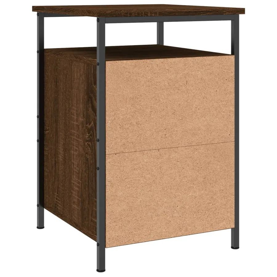 Table de chevet chêne marron 40x42x60 cm bois d'ingénierie - 8