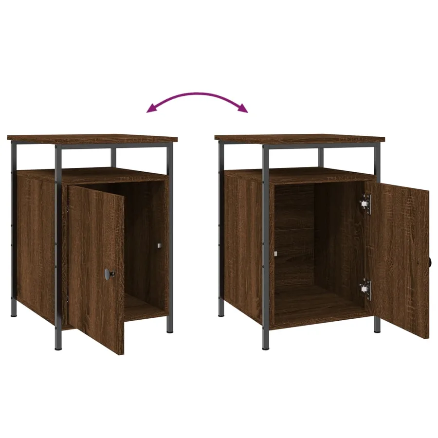 Table de chevet chêne marron 40x42x60 cm bois d'ingénierie - 9