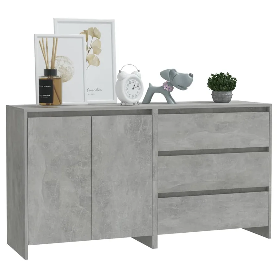 Buffets 2 pcs Gris béton Bois d'ingénierie - 3