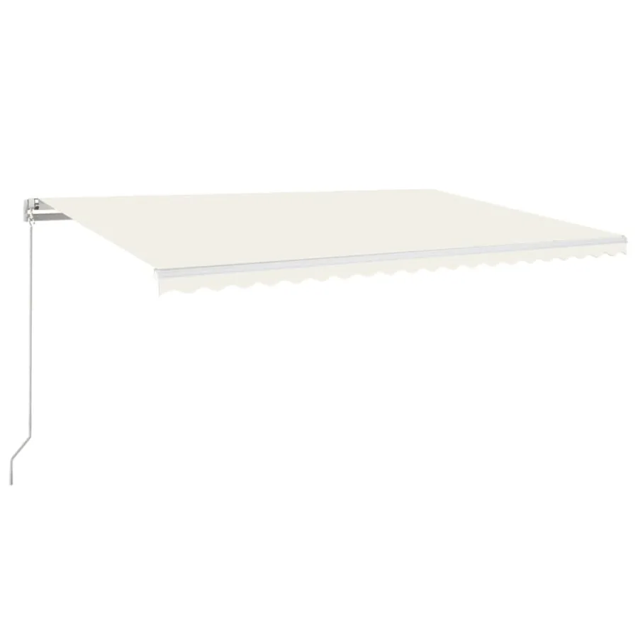 Auvent manuel rétractable avec LED 500x350 cm Crème - 2