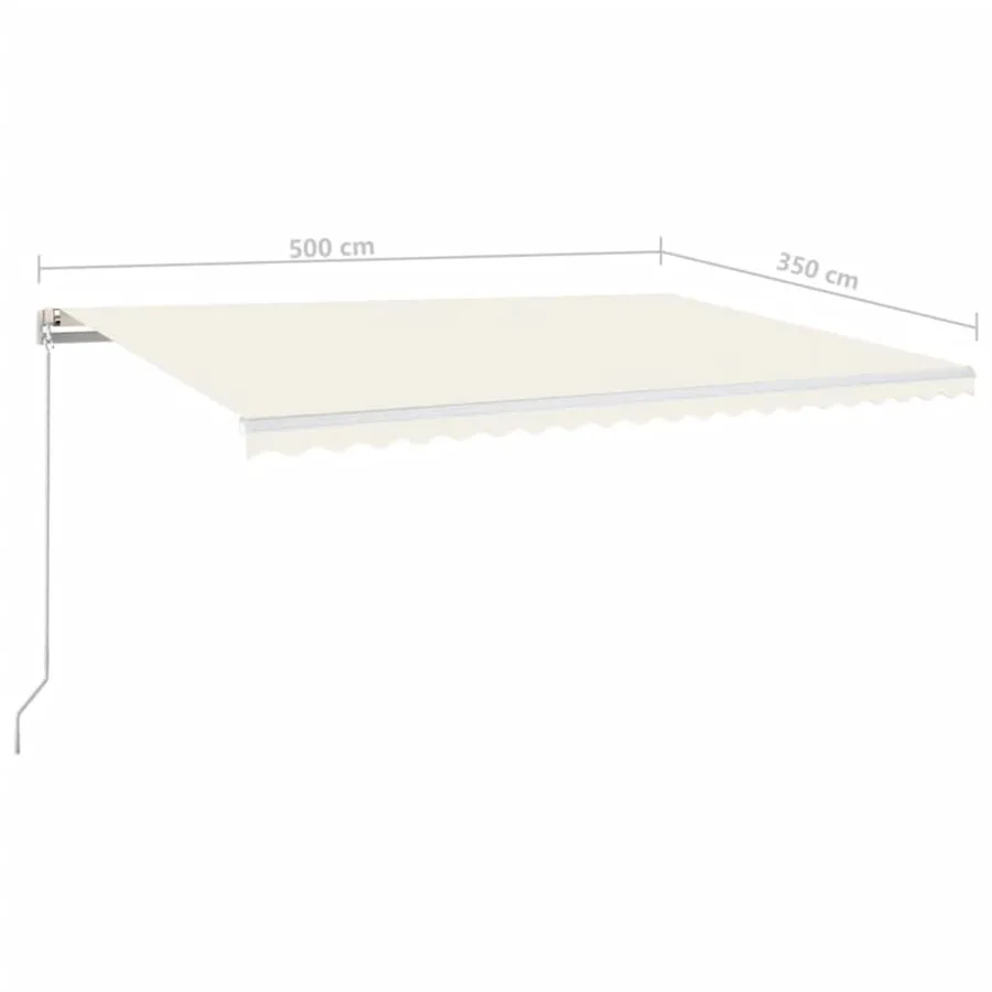 Auvent manuel rétractable avec LED 500x350 cm Crème - 7