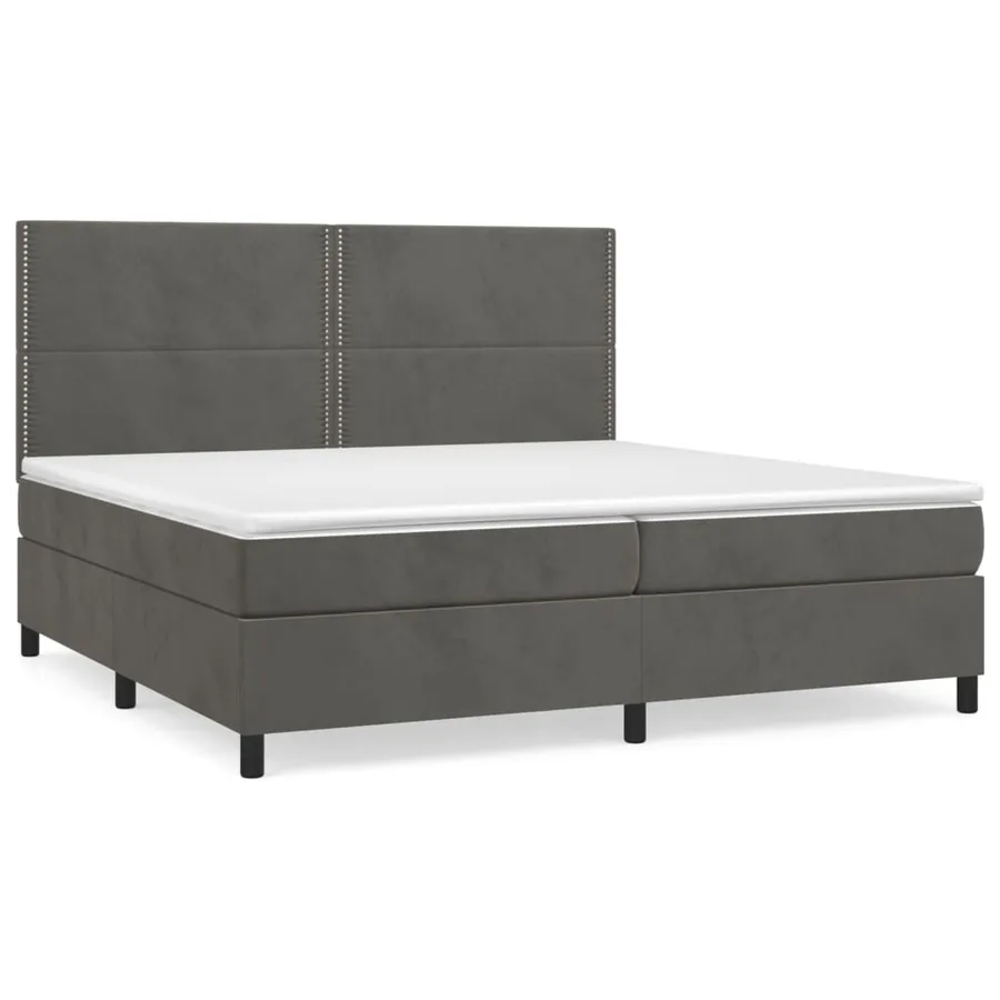 Sommier à lattes de lit et matelas Gris foncé 200x200cm Velours - 2