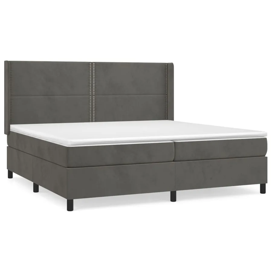 Sommier à lattes de lit et matelas Gris foncé 200x200cm Velours - 2