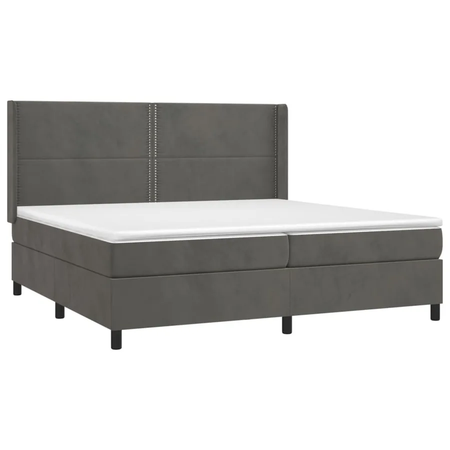 Sommier à lattes de lit et matelas Gris foncé 200x200cm Velours - 3