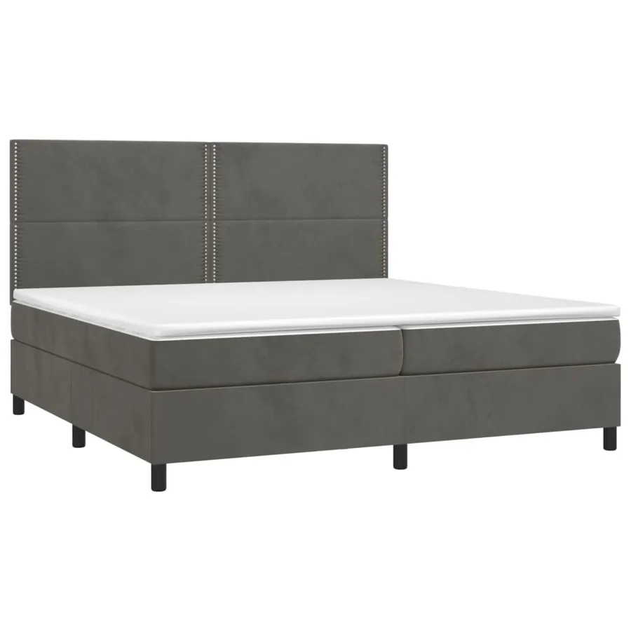 Sommier à lattes de lit matelas et LED Gris foncé 200x200 cm - 3