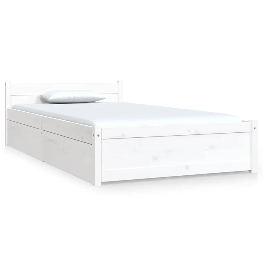 Cadre de lit sans matelas avec tiroirs blanc - 2