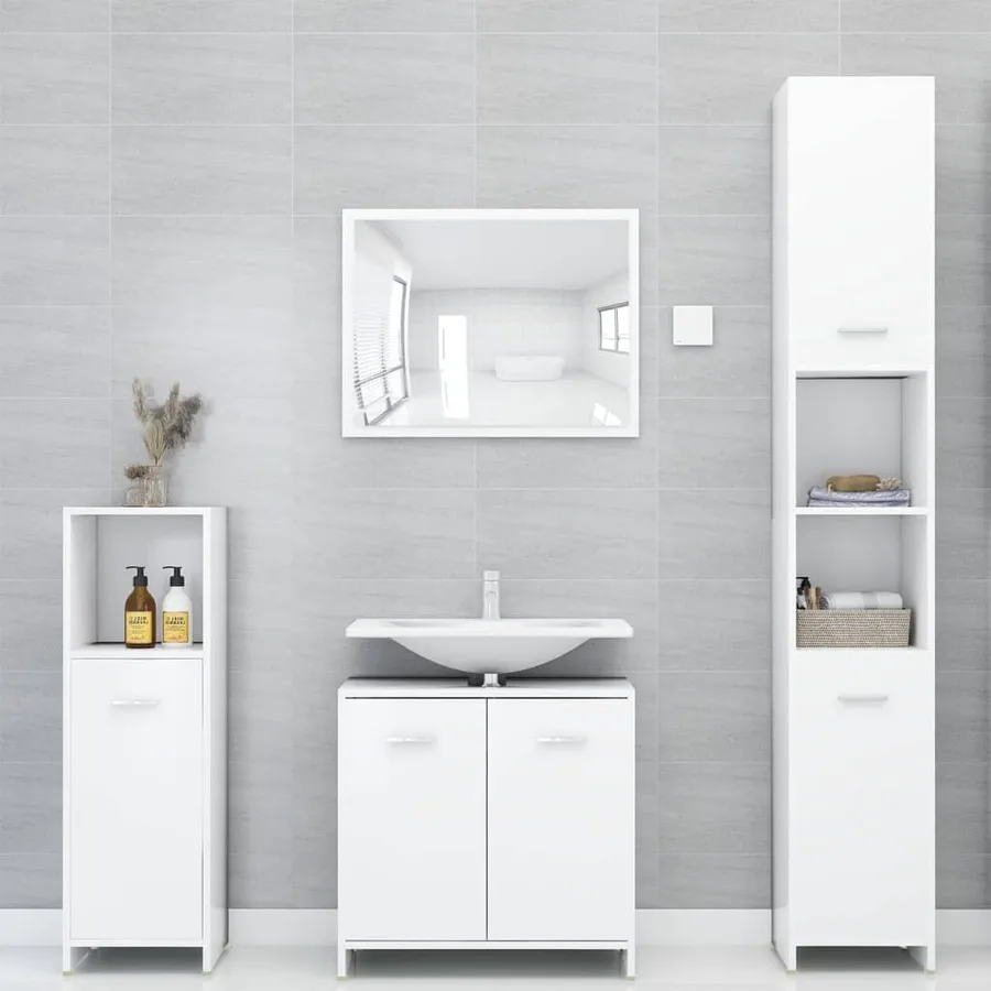 Ensemble de meubles de salle de bain 3pcs Blanc Bois ingénierie - 11