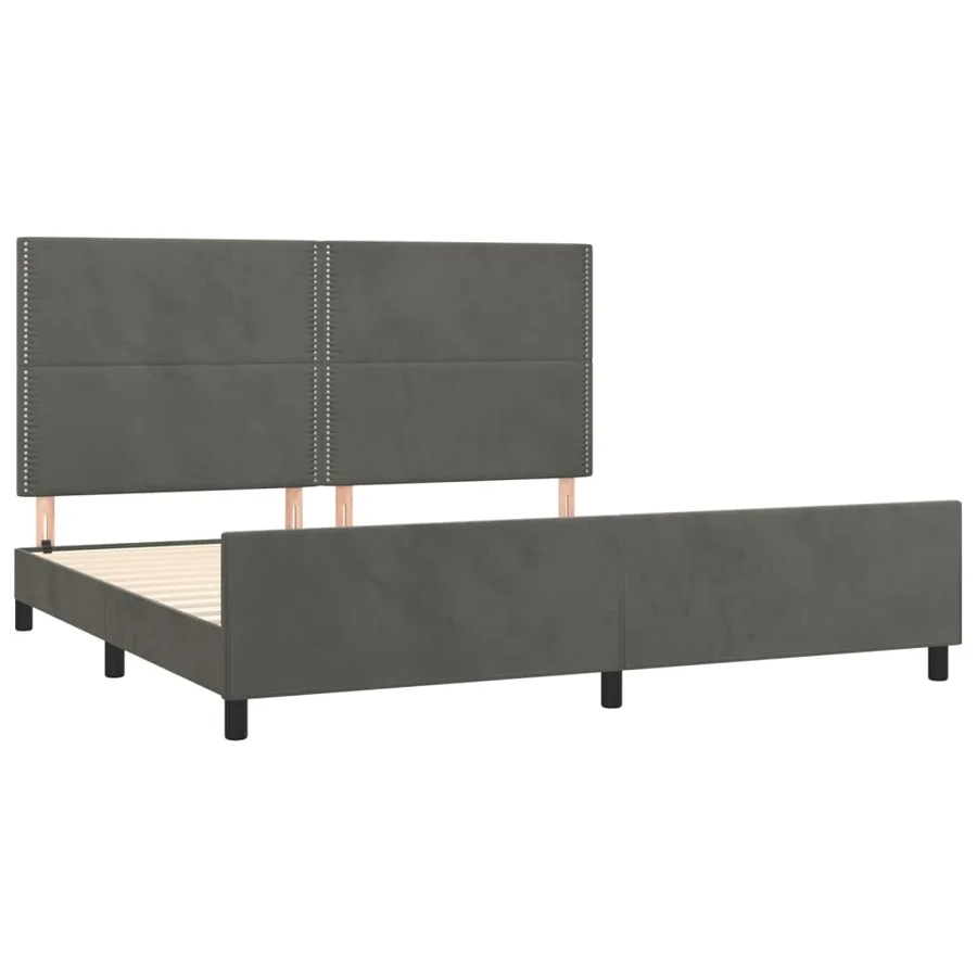 Cadre de lit sans matelas gris foncé 200x200 cm velours - 4