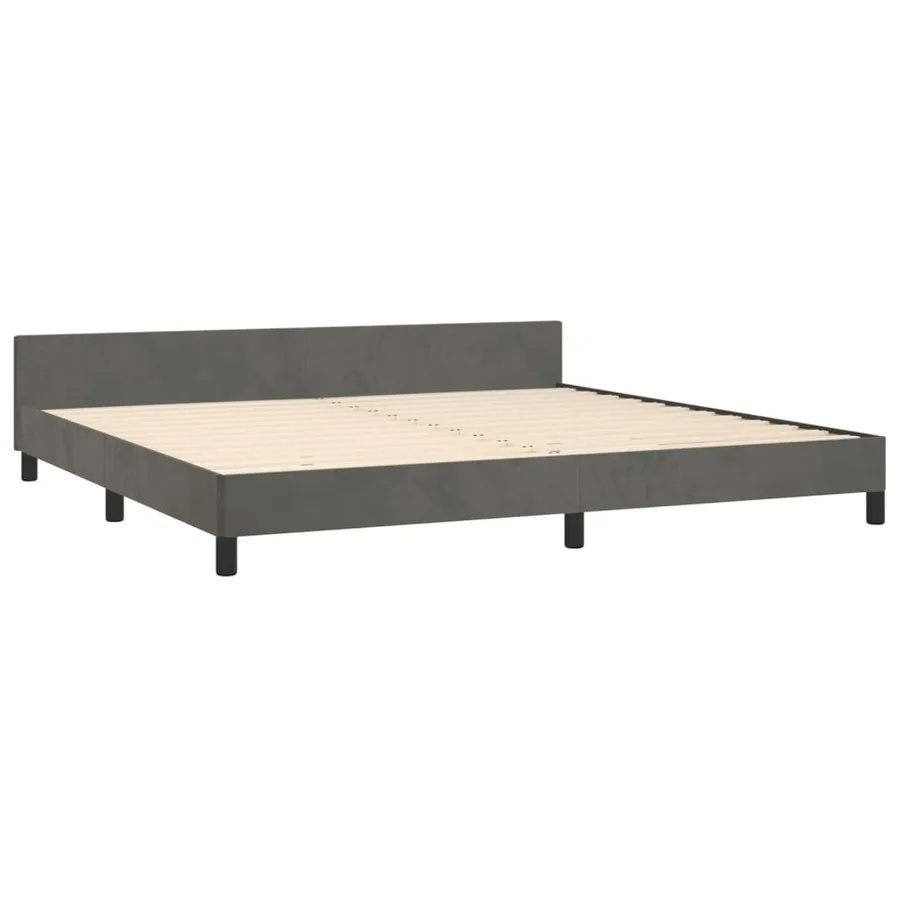 Cadre de lit sans matelas gris foncé 200x200 cm velours - 5