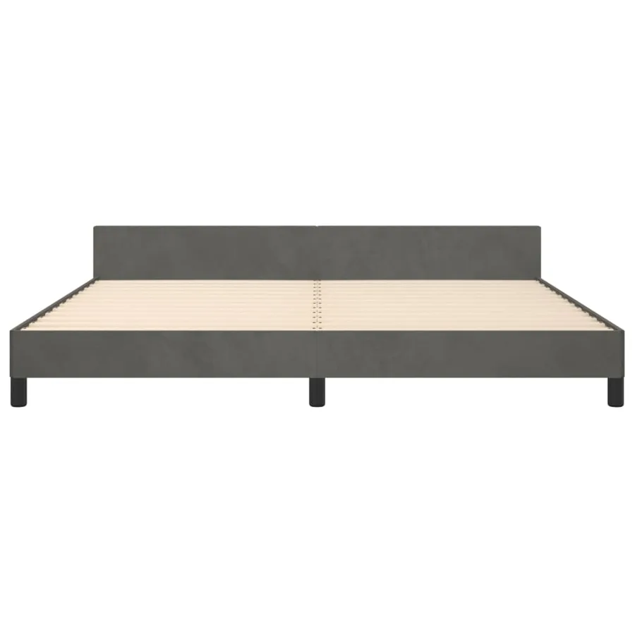 Cadre de lit sans matelas gris foncé 200x200 cm velours - 6