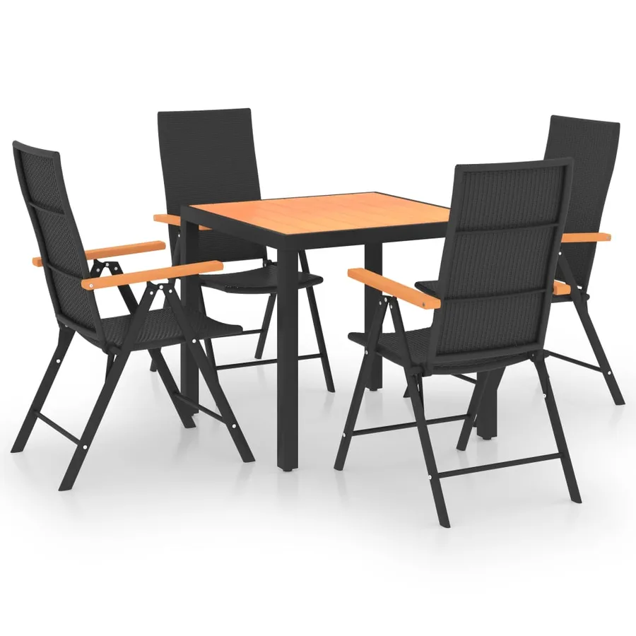 Ensemble à manger de jardin 5 pcs noir et marron - 2