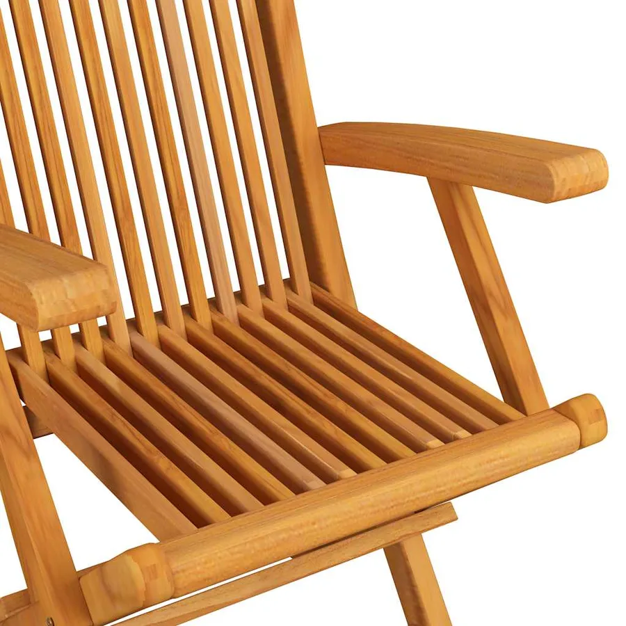 Chaises de jardin et coussins rouge lot de 4 Bois teck massif - 5