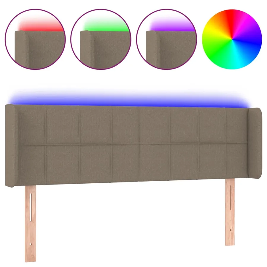 Tête de lit à LED Taupe 147x16x78/88 cm Tissu - 2
