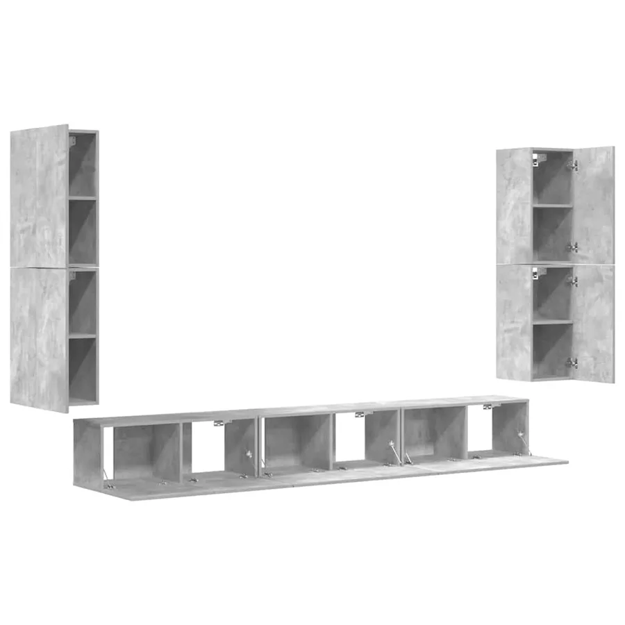 Ensemble de meubles TV 7 pcs Gris béton Bois d'ingénierie - 10