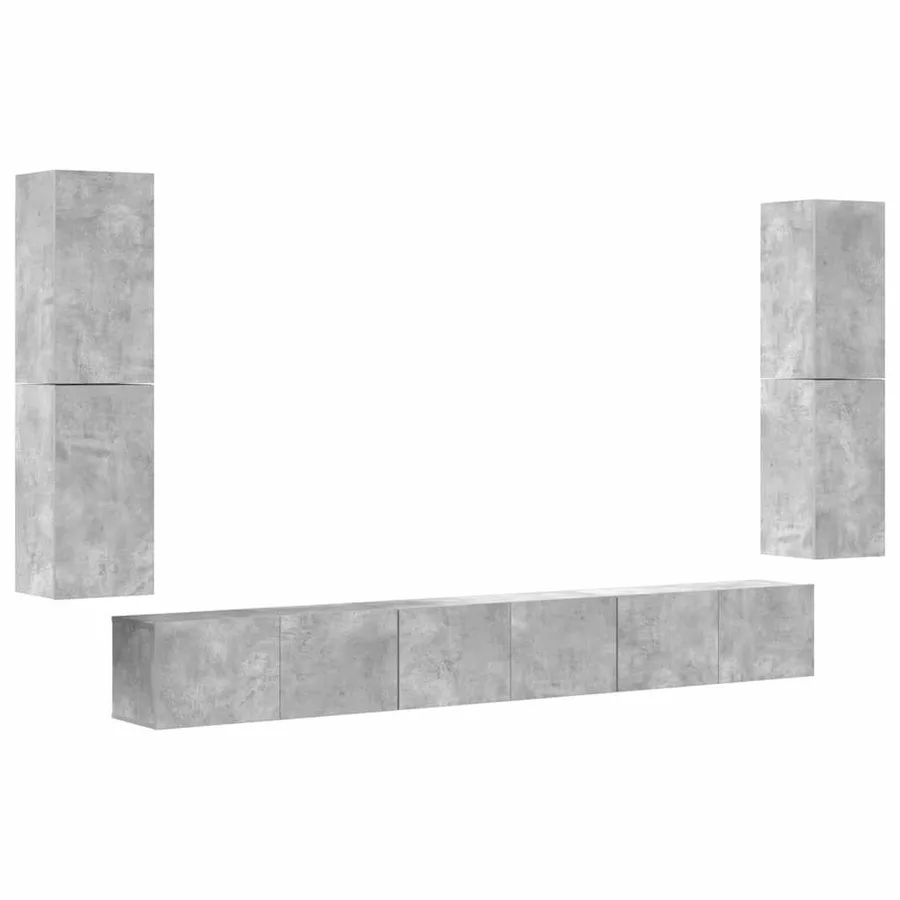 Ensemble de meubles TV 7 pcs Gris béton Bois d'ingénierie - 2