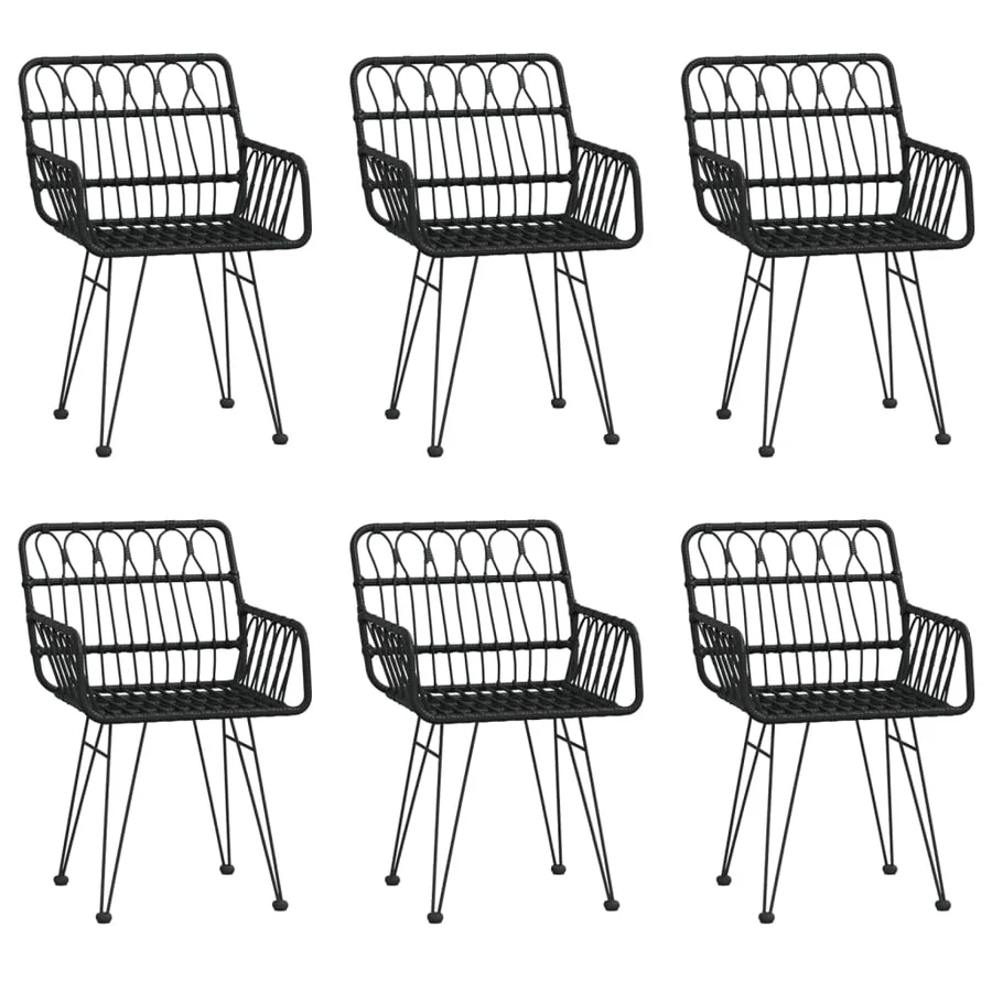 Ensemble à manger de jardin 7 pcs Noir Résine tressée - 4
