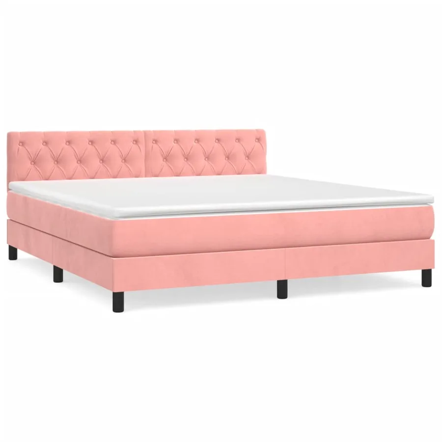 Sommier à lattes de lit avec matelas Rose 160x200 cm Velours - 2