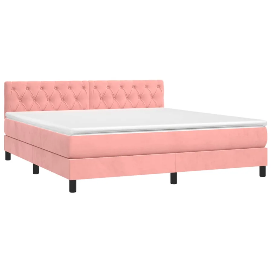 Sommier à lattes de lit avec matelas Rose 160x200 cm Velours - 3