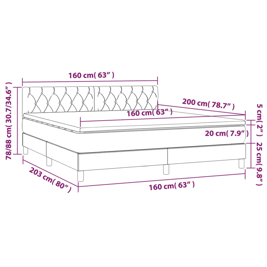 Sommier à lattes de lit avec matelas Rose 160x200 cm Velours - 7