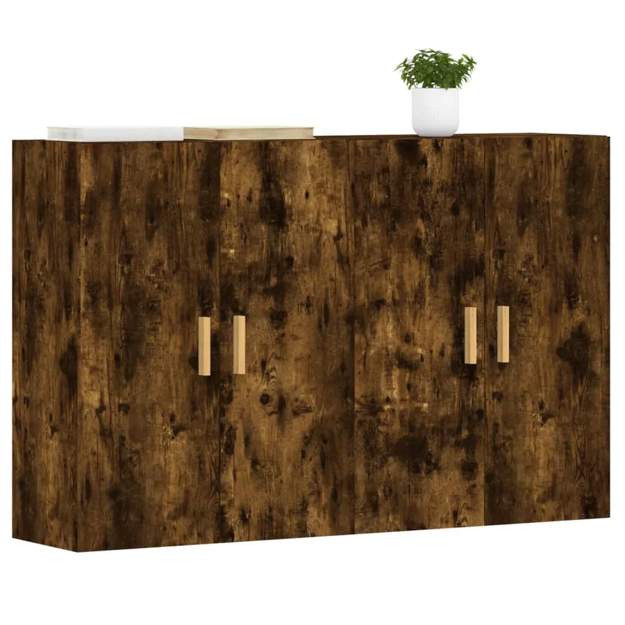 Armoires murales 2 pcs chêne fumé bois d'ingénierie - 3