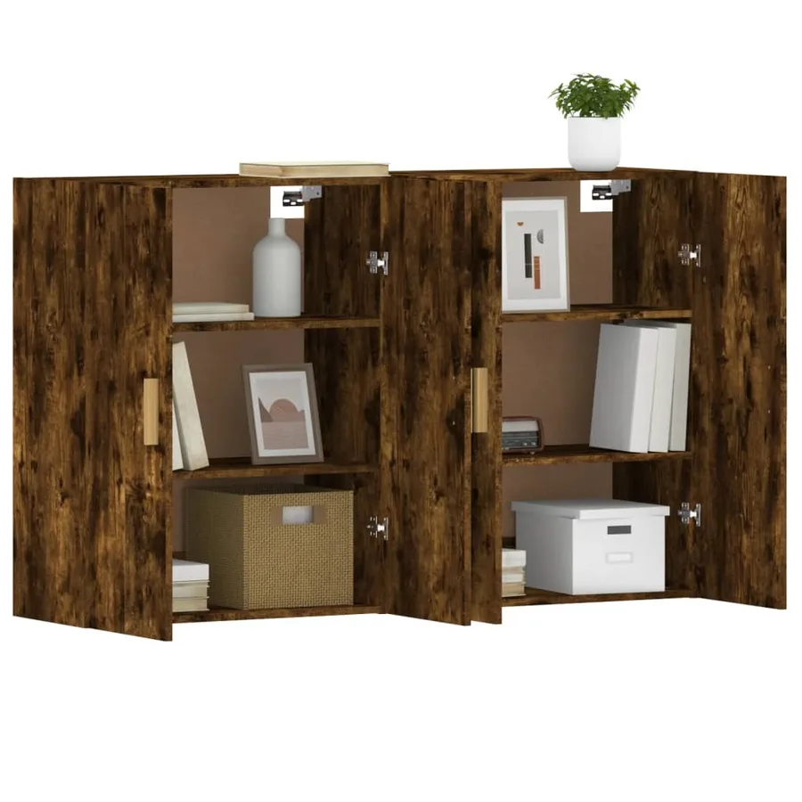 Armoires murales 2 pcs chêne fumé bois d'ingénierie - 4