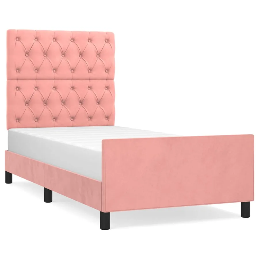 Cadre de lit sans matelas rose 80x200 cm velours - 2