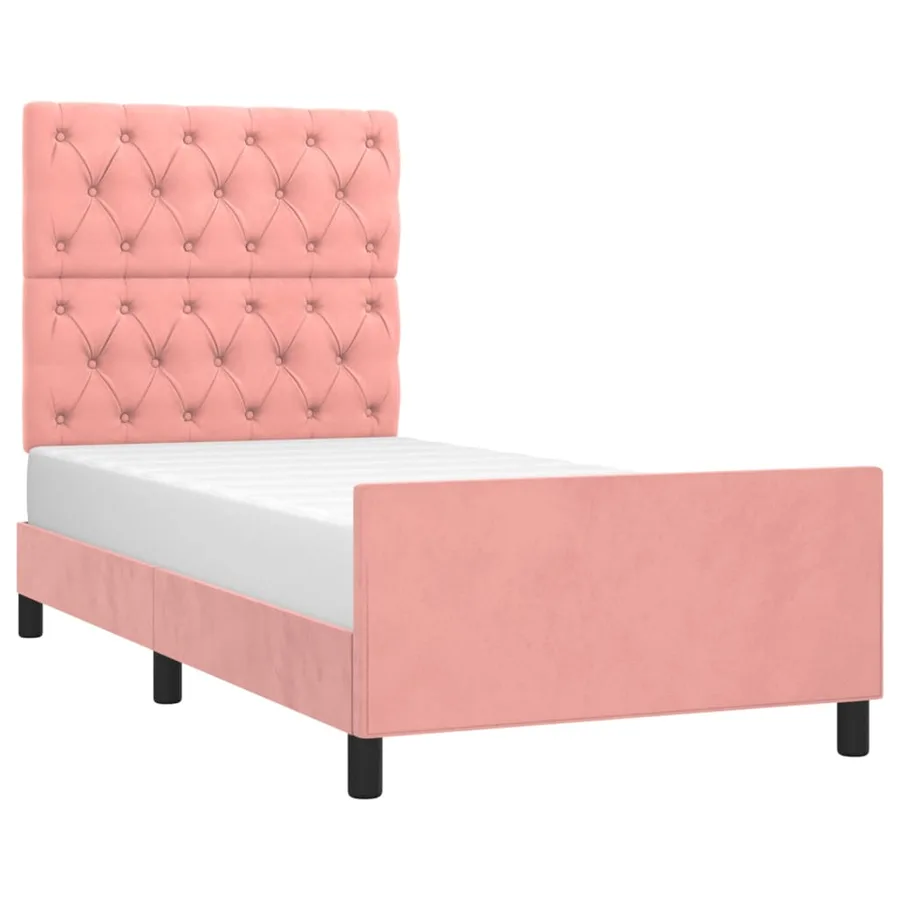 Cadre de lit sans matelas rose 80x200 cm velours - 3
