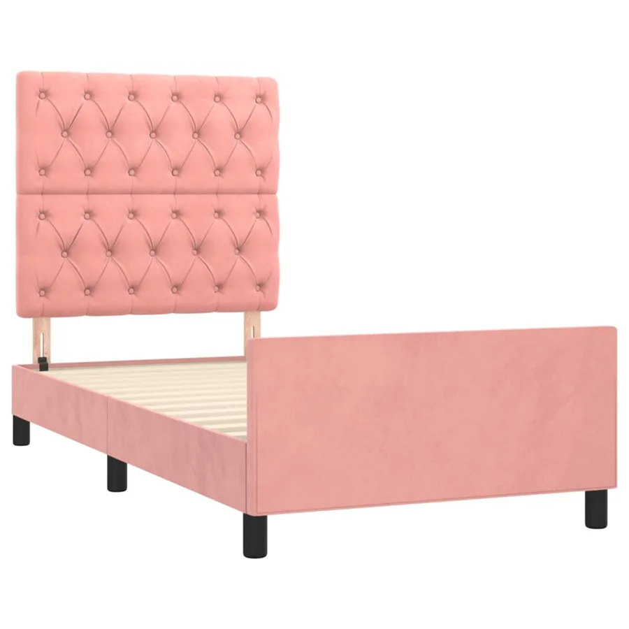 Cadre de lit sans matelas rose 80x200 cm velours - 4