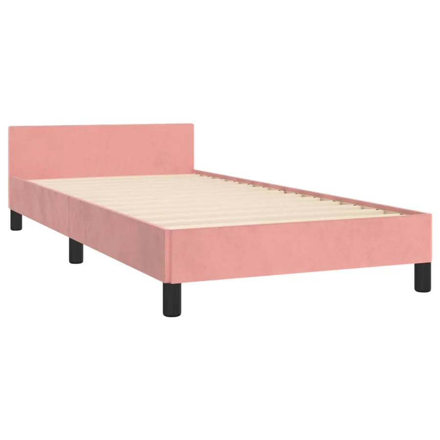 Cadre de lit sans matelas rose 80x200 cm velours - 5