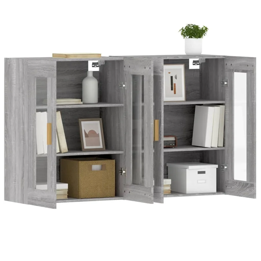 Armoires murales 2 pcs sonoma gris bois d'ingénierie - 4