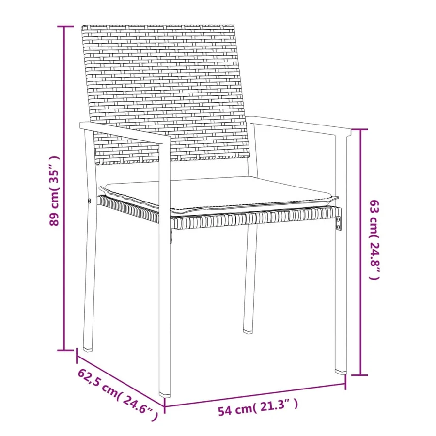 Ensemble à manger de jardin 7 pcs coussins résine tressée acier - 10