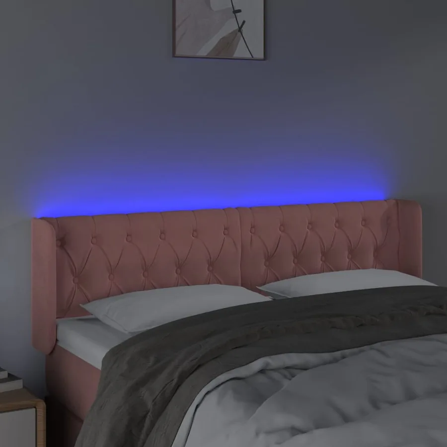Tête de lit à LED Rose 163x16x78/88 cm Velours - 4