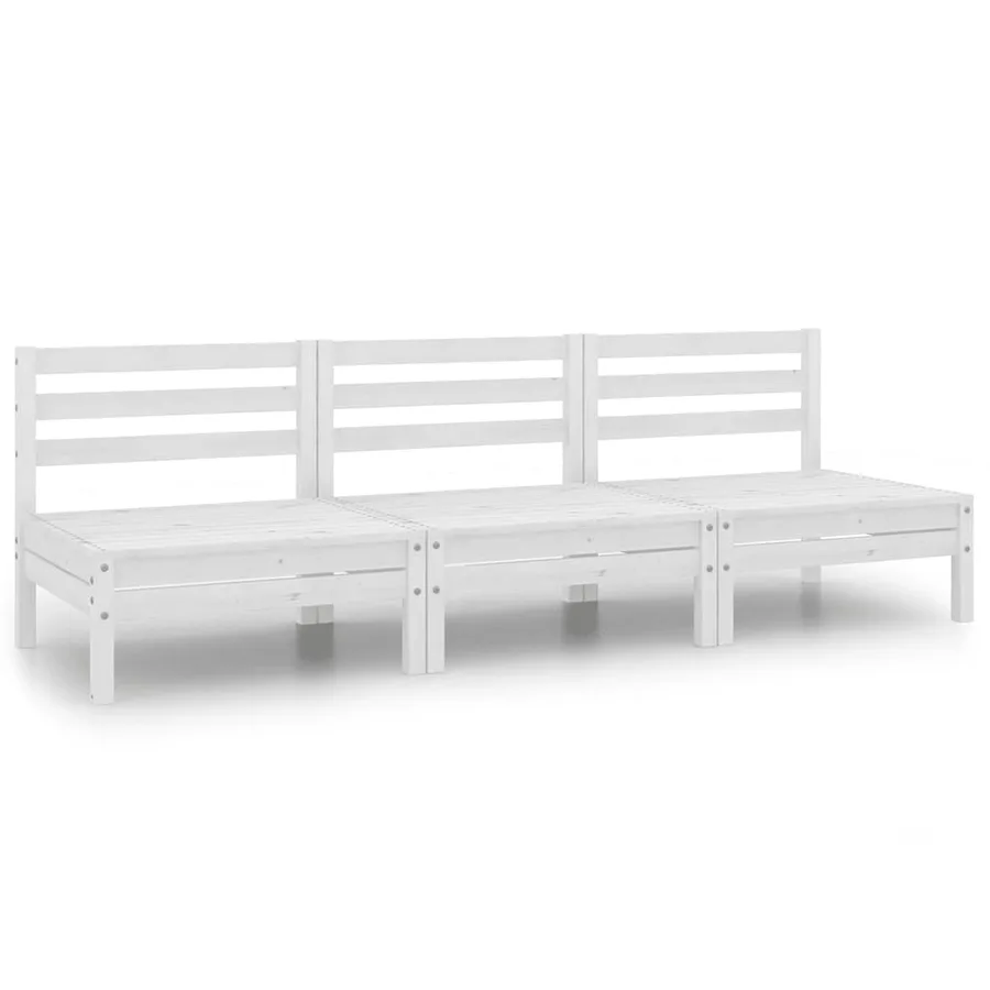 Salon de jardin 3 pcs Blanc Bois de pin massif - 2