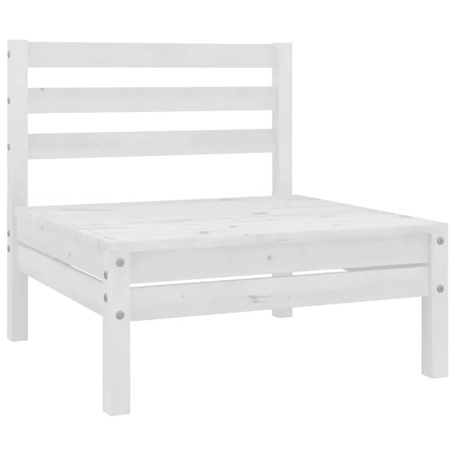 Salon de jardin 3 pcs Blanc Bois de pin massif - 3
